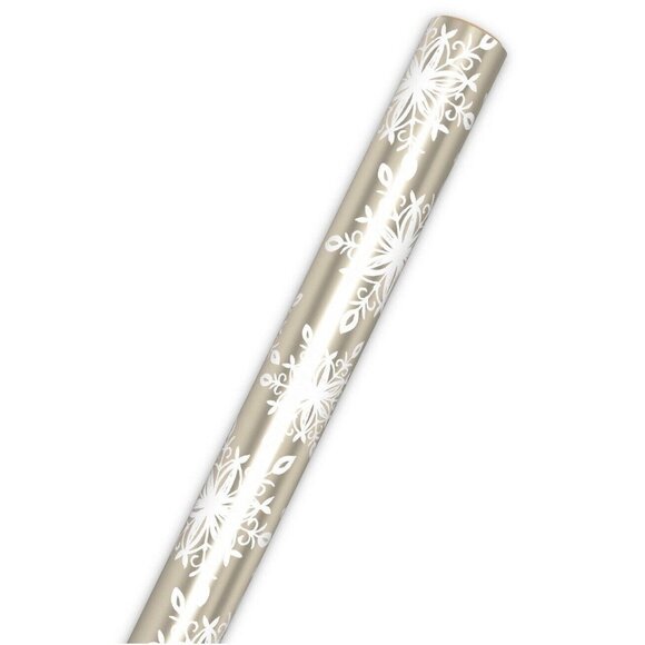 Hallmark Wrapping Paper Christmas Snowflakes on Pewter Metallic 22.5 sq ft Gift - Picture 6 of 6